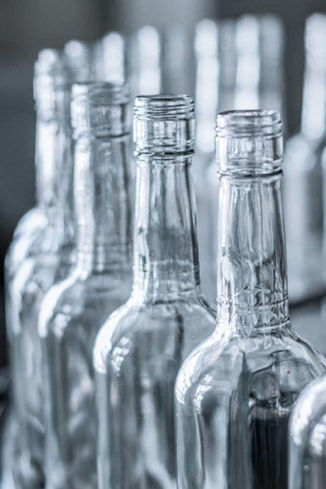 Glass bottles in production